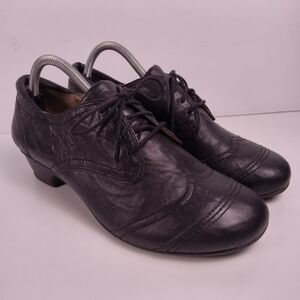 Taos Jive 2 Lace Up Oxford Loafers Womens Size EU 42 US 11 Black Leather Heeled